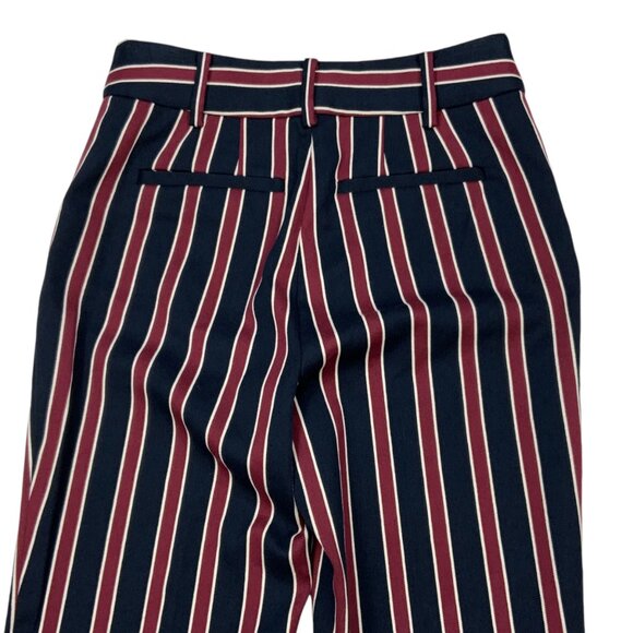 Frame Backstage Striped Trousers Pants 2 Navy Multi High Rise Straight Leg - Picture 8 of 12